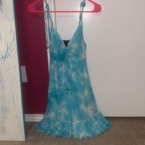 blue and white tie-dye dress